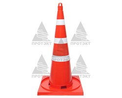 Конус дорожный с 3 белыми полосами КС-3.4, цельнолитой - фото 22063