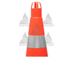 Конус дорожный с 3 светоотражающими полосами КС-3.8, цельнолитой - фото 22083