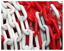 Цепь оградительная сигнальная пластиковая красно-белая 6мм*25 п.м. - фото 22512