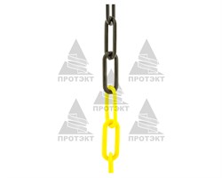 Цепь оградительная сигнальная пластиковая желто-черная 8 мм * 25 п.м. - фото 22523