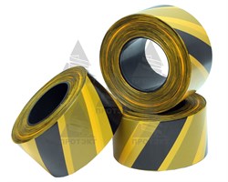 Оградительная лента желто черная Стандарт ЛО-100/75 - фото 22712