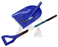 Лопата снеговая пластиковая Эльбрус с черенком - фото 22967